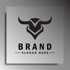 Vector illustration design of a horned bull head logo icon. For sports logos or meat restaurants