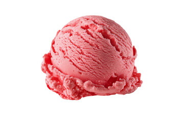 Strawberry ice cream scoop isolated on transparent background.