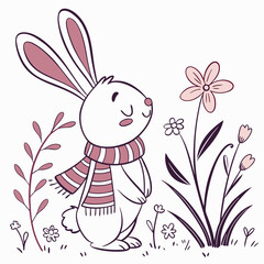 Happy Bunny Spring garden SVG (with a scarf)