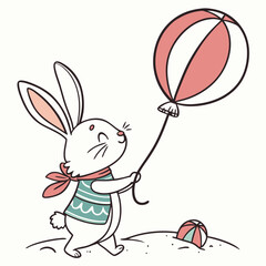 Happy Bunny Beach day SVG (with a balloon)