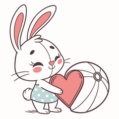 Happy Bunny Beach day SVG (holding a heart)