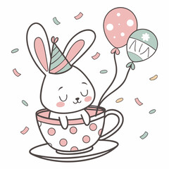 Happy Bunny Birthday SVG (in a teacup)