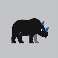 Cute vector rhinoceros with big eyes, simple design, great for kids' projects and decor.