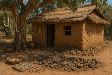 thatched roof house