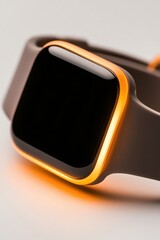 Smart Device Shows Cybersecurity Focus. Display Glows on Digital Awareness Device. Security Concept Shown on Modern Technology. Orange Frame Highlights a Square Screen.