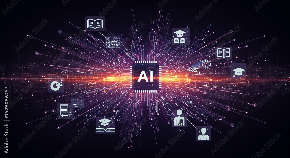 Poster artificial intelligence concept with learning themes