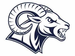 Powerful ram atop a mountain, showcasing strength and ambition.