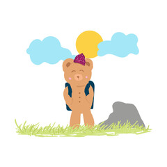 Cute bear going to adventure