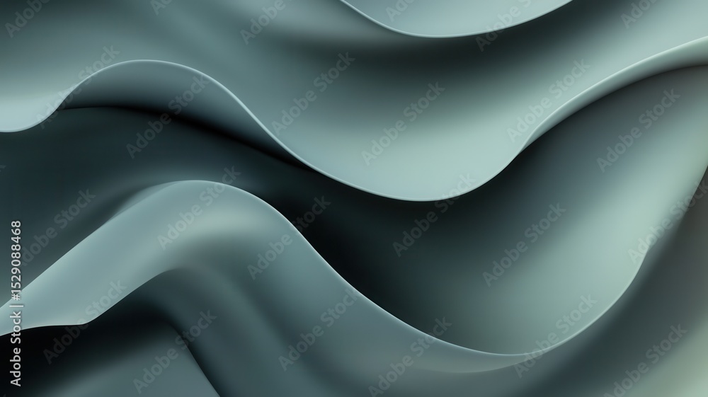 Poster fluid, curving waves forming minimalist abstract pattern, representing contemporary design aesthetic