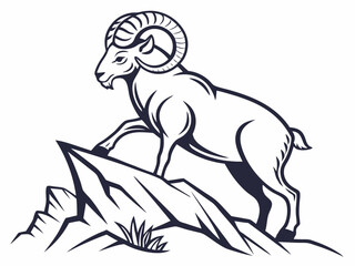 Obraz premium Powerful ram atop a mountain, showcasing strength and ambition.