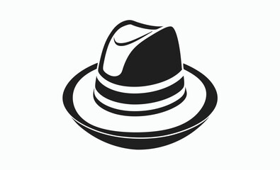 Fedora hat icon,  vector various fedora hat silhouettes 