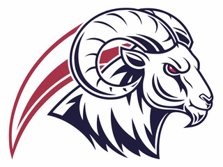 Naklejka premium Powerful ram atop a mountain, showcasing strength and ambition.