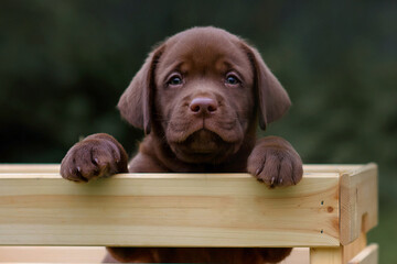 close up portrait of labrador retriever puppy dog ​​on isolated background