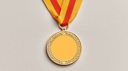 Gold Medal with Red and Yellow Ribbon