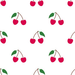 Seamless red cherry pattern design, flat cherry pattern template vector.