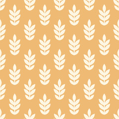 Repeating Leaf Seamless Pattern Vector Illustration in Beige. This design is perfect for textiles, wallpapers, and background decorations, offering a natural aesthetic.