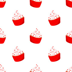 Cute Cupcake Seamless Pattern Illustration