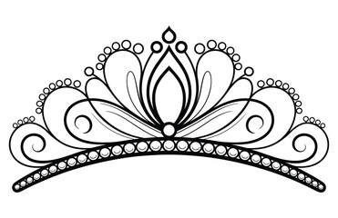 "Elegant Princess Tiara in Clean Vector Line Art"

