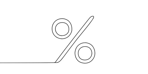 one line drawing of percent symbol minimalist style thin line vector illustration. concept of discount,business,sale marketing,commercial,investment,tax,economic,etc
