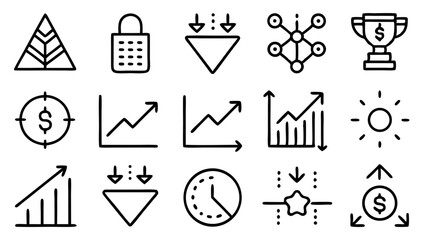 Hand drawn business icons set for growth and success