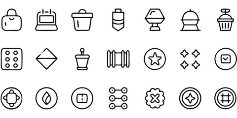 Collection of hand drawn line icons for web and app design
