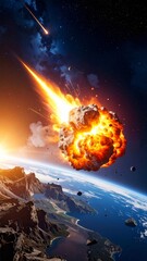 A simulation of an asteroid collision and its effects on a planet's surface