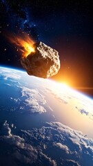 A visual of an asteroid heading towards Earth with dramatic effect