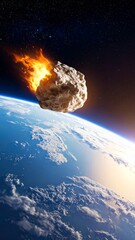 Asteroid simulation entering the earth's