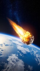 Asteroid simulation entering the earth's