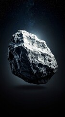 Dark background with a giant asteroid slowly moving