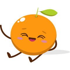 Cute Kawai Orange Character Mascot Element Icon