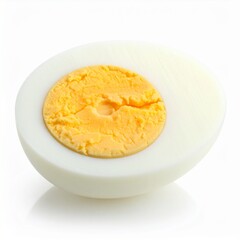 A boiled half egg on a white background without shadows