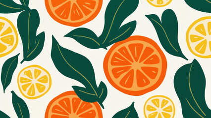 Citrus Delight: A refreshing and vibrant flat lay arrangement features sliced oranges, lemons, and green leaves. Perfectly embodying a sense of natural beauty and taste appeal.
