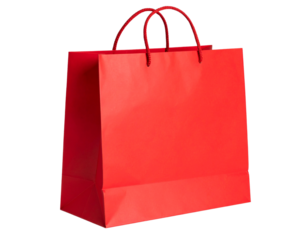 Red Shopping Bag with Handles isolated on transparent background