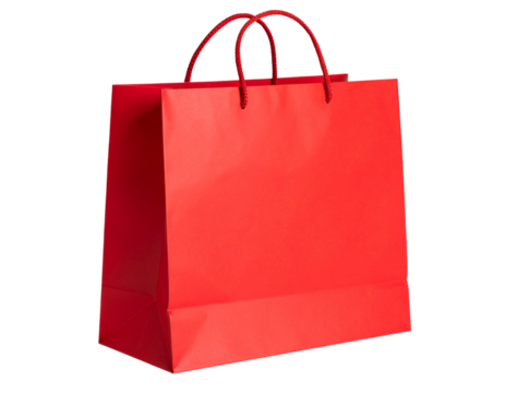 Red Shopping Bag with Handles isolated on transparent background