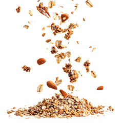 Oat granola falling crunchy muesli