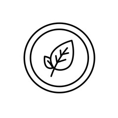 Circular outline of a leaf symbol inside a round frame  