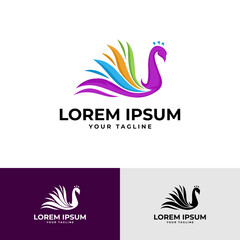 colorful peacock logo design template