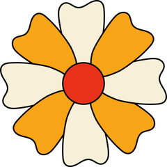 Fototapeta premium Retro Flower Daisy Groovy 70s