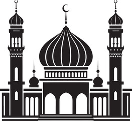 Elegant Black Mosque Silhouette Islamic Architecture Icon for Ramadan Eid and Muslim Community Designs Sacred Place of Worship