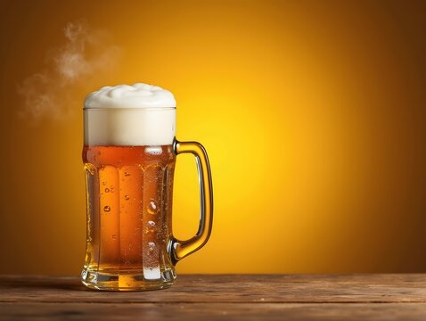 Beer banner with frothy mug and empty space for design.