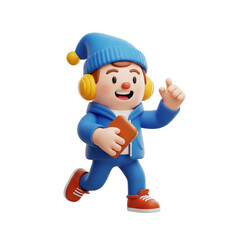 Fototapeta premium 3D illustration of a young happy cartoon boy isolated on white