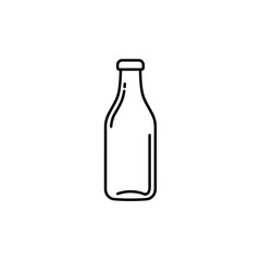 Transparent glass bottle in minimalist line art style  
