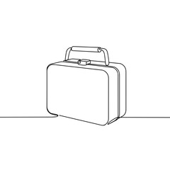 Simple line art depiction of a closed suitcase on a flat surface  