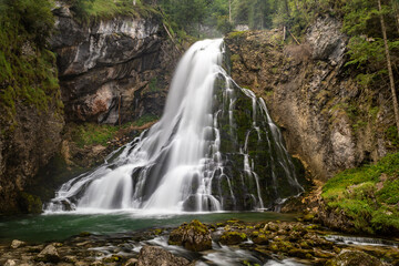Long Time Exposure of Gollinger Waterfall near Salzburg, Austria, Europe