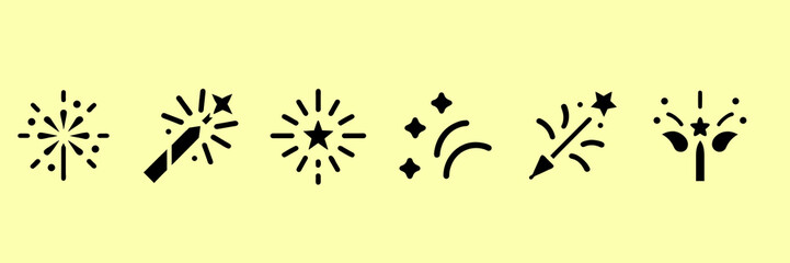 Set of firework in pictogram style. Concept of celebration, party, anniversary, special event for website, app, icon...