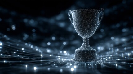 Glowing Trophy on Futuristic Network
