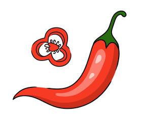 Spicy Chili Pepper Icon Vector. Red Chilli cayenne pepper.