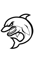 Fototapeta premium vector illustration of a dolphin in black and white, sketch illustration of fierce dolphin 