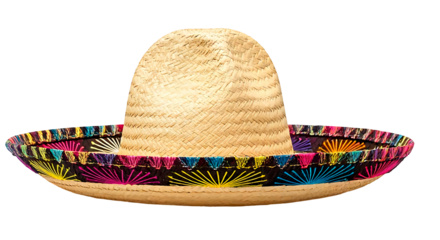  Handmade Mexican palm hat with cultural detail.Perfect for traditional or artisanal themes.Ai generated. White or transparent background.